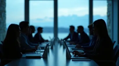 A board meeting in an Isle of Man office overlooking the coast