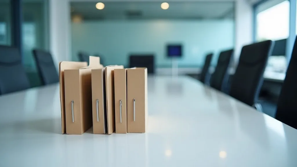 Folders linked together on a boardroom table, representing the chain of introducer due diligence