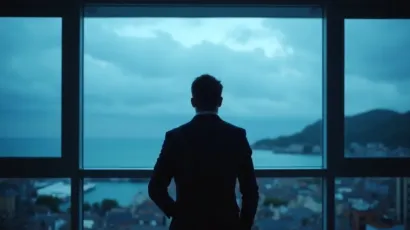 A person looking out over the Isle of Man coast under changing skies